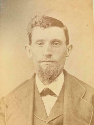 Antique Cdv Photo Handsome Bearded Young Man Waterloo Indiana J.  G.  Johnson