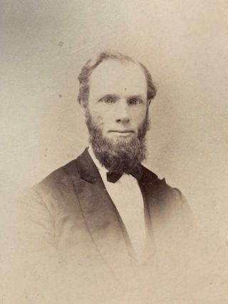 Antique Civil War Era Cdv Photo Bearded Man Hartford Connecticut S.  H.  Waite