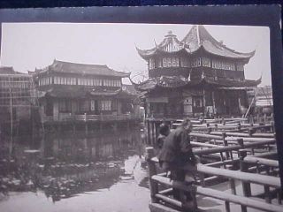 Orig Vintage Chinese - China Real Photo Buildings On The Water c 1910 2