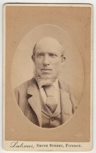 Cdv Photograph By Latimer Of Fitzroy Australia Of A Man In Fine Costume C.  1895