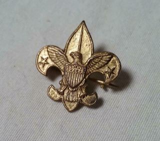 Antique Patent 1911 Brass Pin Boy Scouts Of America Bsa W/ Fleur De Lis & Eagle