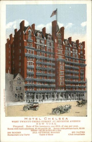 York City Hotel Chelsea West 23rd Street At 7th C1910 Postcard