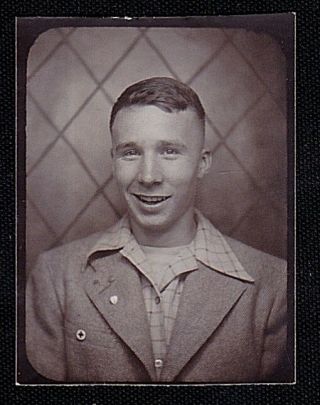 Old Vintage Antique Photo Booth Photograph Handsome Young Man