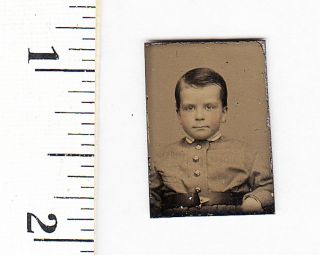 Civil War Era Miniature Gem Tintype Photo Handsome Young Boy.  575z