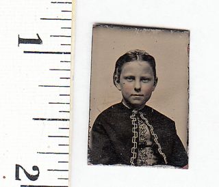 Civil War Era Miniature Gem Tintype Photo.  Pretty Little Girl.  524w