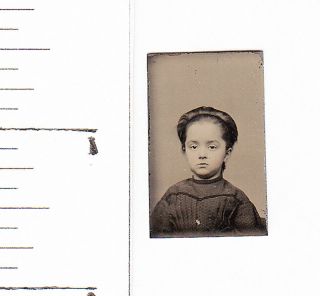 Civil War Era Miniature Gem Tintype Photo Pretty Little Girl.  387v