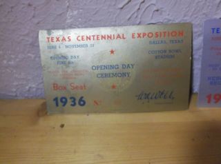 1936 Ticket Texas Centennial Exposition Tickets: Opening Day & Presidents Day 3