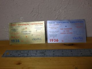 1936 Ticket Texas Centennial Exposition Tickets: Opening Day & Presidents Day 6