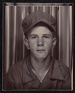 Old Vintage Antique Photo Booth Photograph Young Man Wearing Engineer Cap
