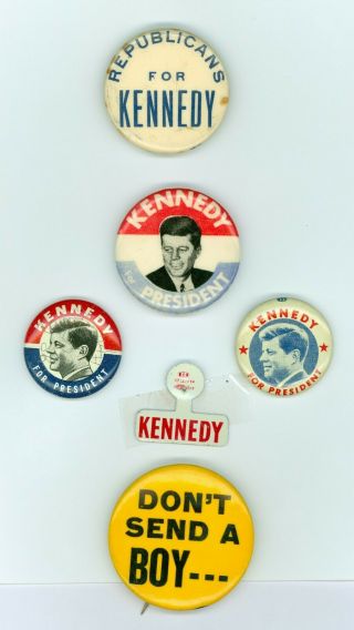 5 Vintage 1960 President John F Kennedy Political Campaign Pinback Buttons 1 Tab