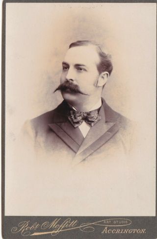 Antique Cabinet Photo - Man With Large Moustache.  Accrington Studio