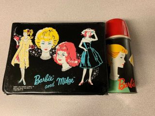 Vintage 1964 Barbie And Midge Doll Lunchbox W/ 1962 Barbie Thermos