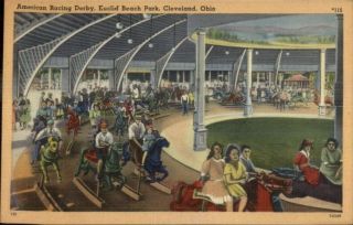 Cleveland Oh Euclid Beach Park Linen Postcard American Racing Derby