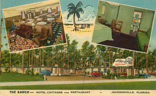 Linen Roadside Postcard The Ranch Hotel Cottages & Restaurant,  Jacksonville,  Fl