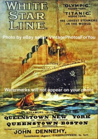 Old/antique White Star Line Rms Titanic 1911 Advertisement/poster Photo/picture