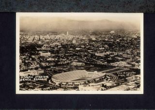 1932 Aerial View Los Angeles Olympic Stadium Real Photo Postcard Rppc