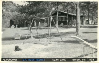 A View Of The E.  R.  Ross Resort,  Clam Lake,  Siren,  Wisconsin Wi Rppc