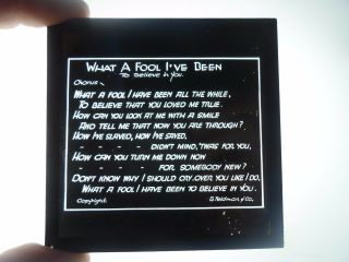 Rare Old Glass Magic Lantern Slide Song Lyrics What A Fool I 