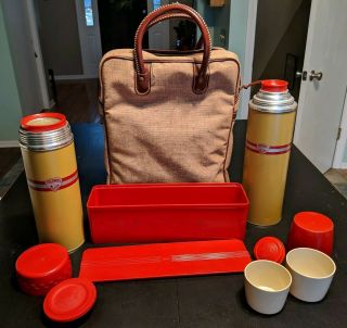 Vintage Thermos Lunch Picnic Set Soup Drink Thermos Sandwich Holder