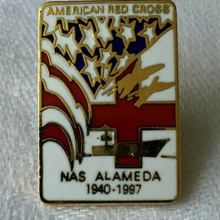 American Red Cross Pin Alameda Naval Air Station California Military Lapel Pin