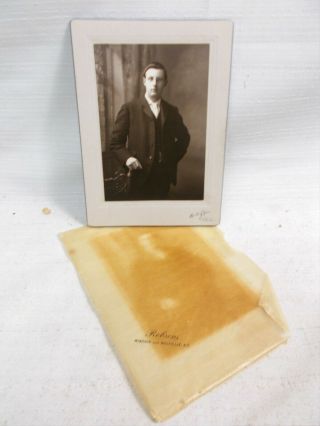 Cabinet Photo Man In Suit Eyeglasses Watch Chain Fob 1904 Wolfville Nova Scotia
