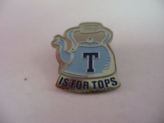 Vintage Collectible Pin: T Is For Tops Blue Tea Kettle