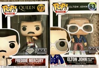 Funko Diamond Freddie Mercury And Elton John Set Of Two.  Fye Exclusive/ Diamond