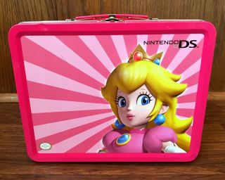 Princess Peach Nintendo Ds Tin Tote Pink Lunchbox Lunch Metal 2007 Mario