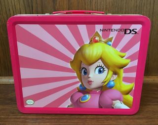 Princess Peach Nintendo DS Tin Tote Pink Lunchbox Lunch Metal 2007 Mario 3