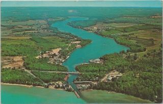 Nw Clam River Torch Lake Mi 1950s Aerial View Downtown Antrim Village Stores