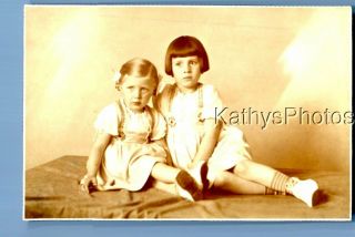 Real Photo Rppc C,  0404 Little Girls In Dresses Sitting On Floor