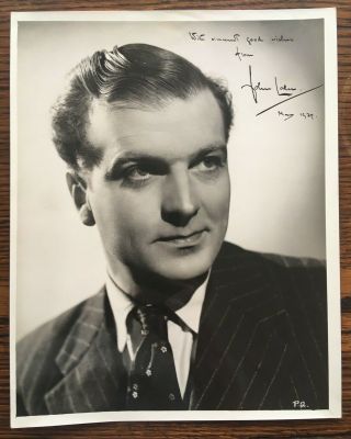 10 " X8 " Signed John Loder 1930s Hollywood Actor Movie Star Photograph Autograph