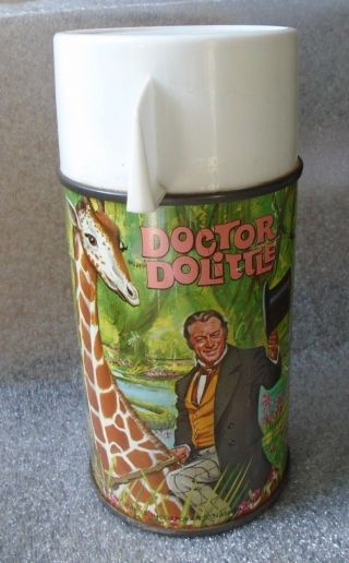 Graphic Old Tin Litho Aladdin Doctor Dolittle Thermos Bottle
