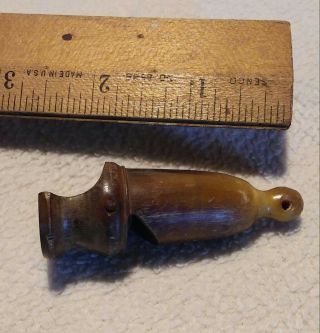 Vintage Antique Early hand carved bone/horn whistle 2
