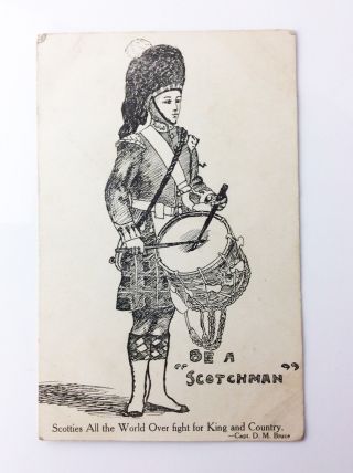 Scotchman Drawing Scotties World King Country Old Vintage Antique Postcard A749