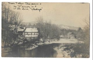 221 1906 Rppc Real Photo Postcard Old Mill & Home On The River Warner Nh