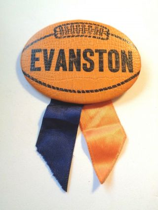 Vintage Evanston High School Football Ribbon Button Badge Pinback