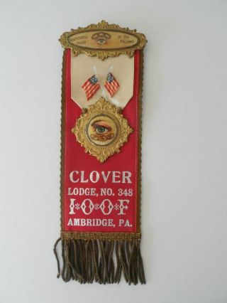 Ioof Odd Fellows Clover Lodge No.  348 Ambridge Pa Memorial Ribbon
