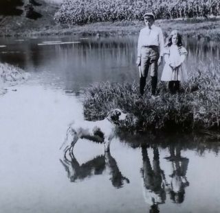 Kids With Dog By Stream,  Circa 1910 