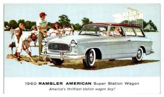 1960 Amc Rambler American Station Wagon Postcard 5c
