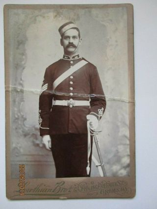 Cabinet Photo Military Royal Marine Artillery Sergeant By Lothian Bros,  Grimsby