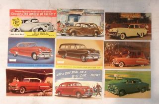 9 Vintage 1930s - 1940s Chevy Automobile Car Dealer Advertising Postcards 4 Rppc