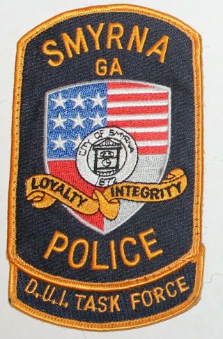 Smyrna Police Dui Task Force Georgia Ga Dwi Special Unit Worn Patch 2