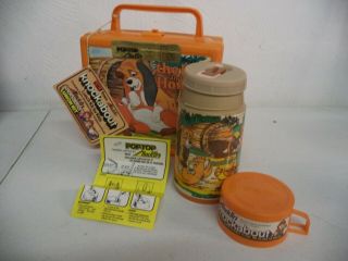 Vintage 1980 The Fox And The Hound Lunchbox Thermos With Tags And Paperwork