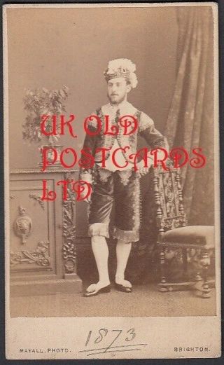 Cdv,  Victorian Photograph,  Man Wearing Fancy Dress Costume,  Brighton 1873