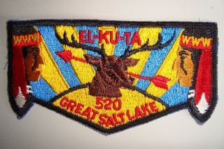 Oa El - Ku - Ta Lodge 520 Great Salt Lake Council Scout Patch Sun Rays Stag Flap