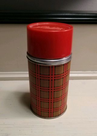 Vintage Aladdin Brand Red Plaid Wide Mouth 1 Quart Wm9c Insulated Thermos