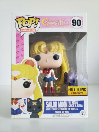 Funko Pop Sailor Moon With Moon Stick And Luna 90 Hot Topic Exclusive