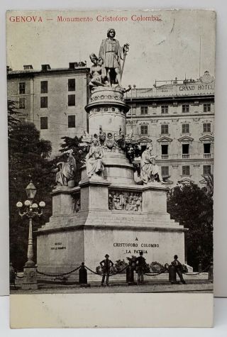 Genova Monumento Cristoforo Colombo Italy 1907 Postcard B13