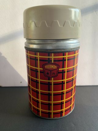 Vintage Plaid Thermos Polly Red Top